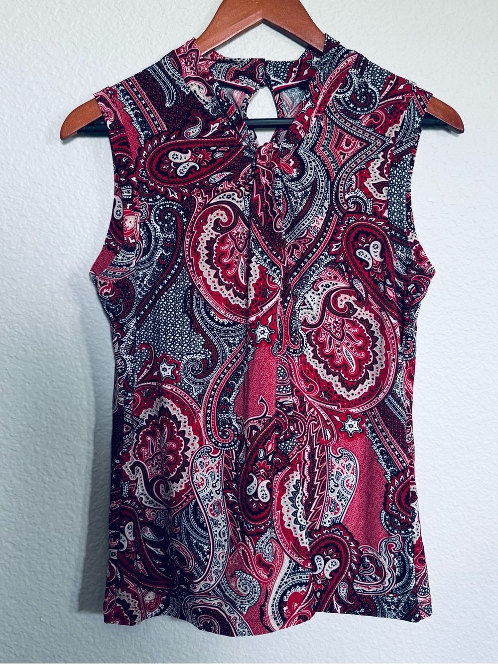 Tommy Hilfiger Red Paisley Sleeveless Blouse Top S